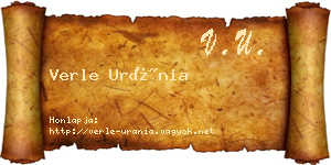 Verle Uránia névjegykártya